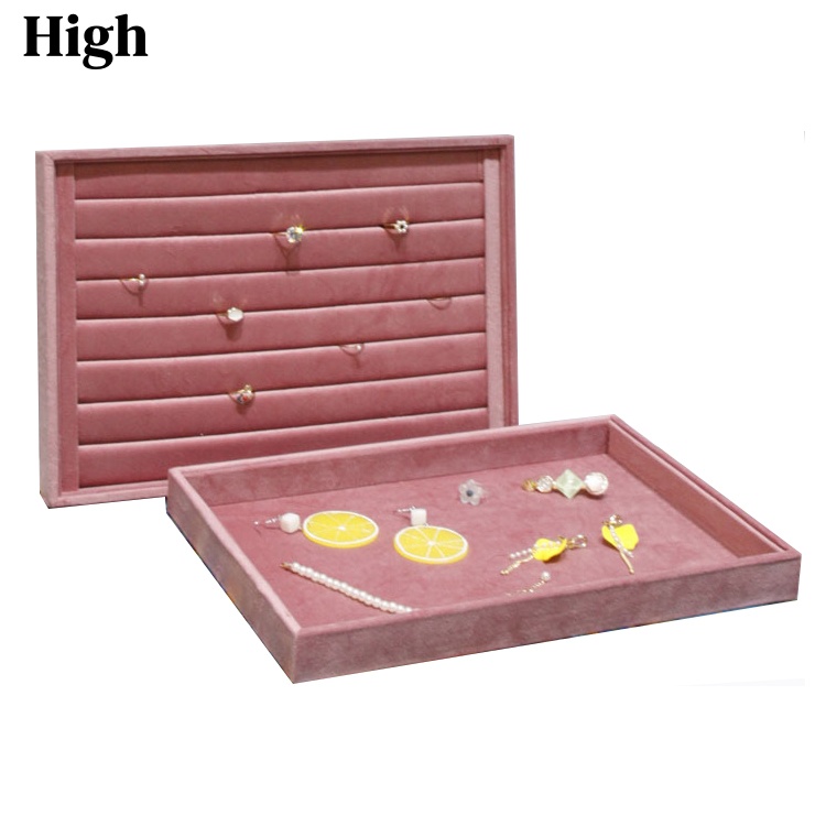 Jewelry Stores With Watches - Rosafarbenes Samt-Schmucktablett, groß, 35 x 24