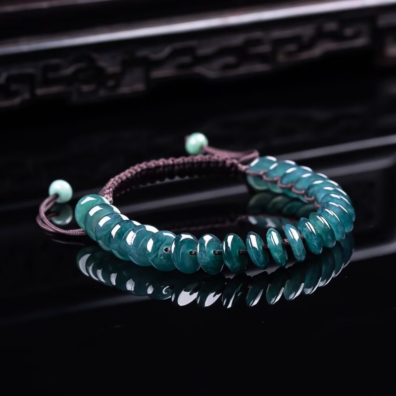 Jewelry & Watches Vitopoulos Reviews - Natürliches Echtes Smaragd-Blaues Wasser-Abakus-Perlen-Armband Myanmar Jadeit