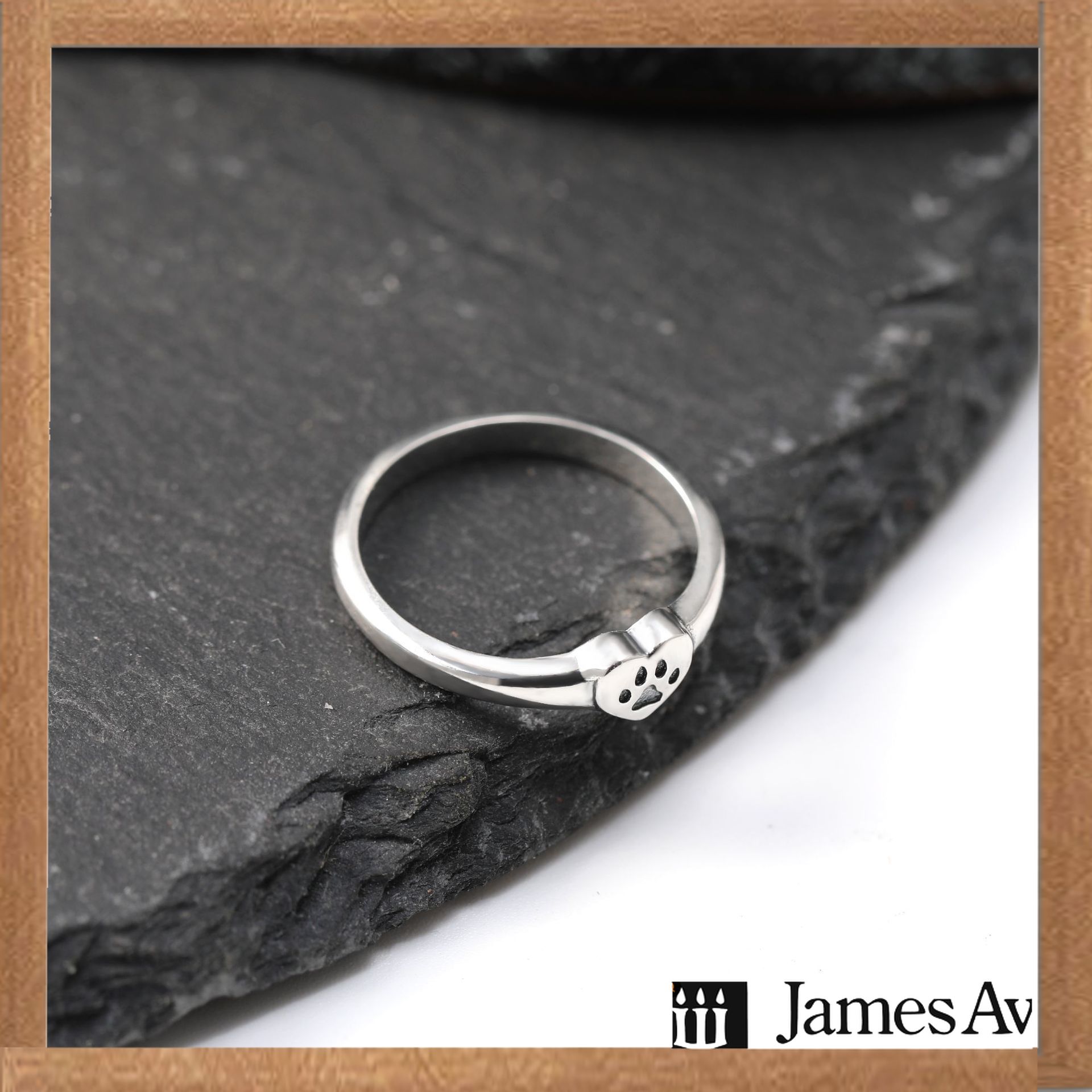 Minimalist Ring Stackable - S925 Silber Hohler Pfotenabdruck-Verbindungsring Niedlicher Haustierpfoten-Verbindungsring