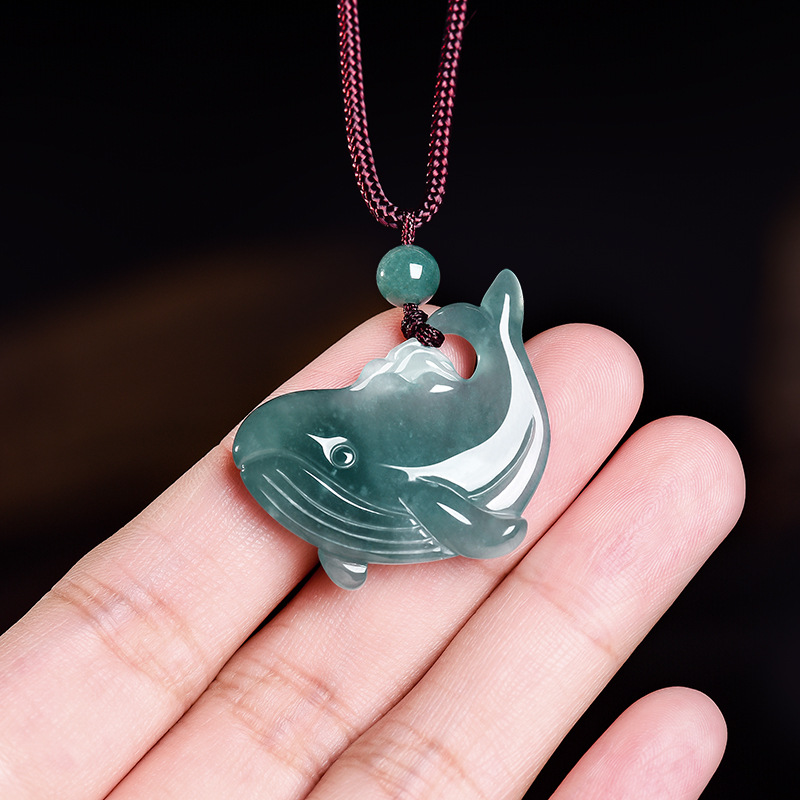 Jewelry & Watches Vitopoulos Reviews - Natürliche burmesische Jadeit-Wal-Anhänger-Halskette, Accessoires, echter Jade-Charm,