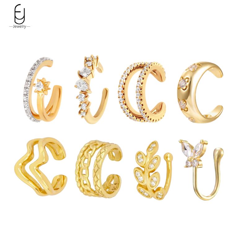 Ear Cuff No Piercing - 1PC Überzogene 24K Gold Mono Clip