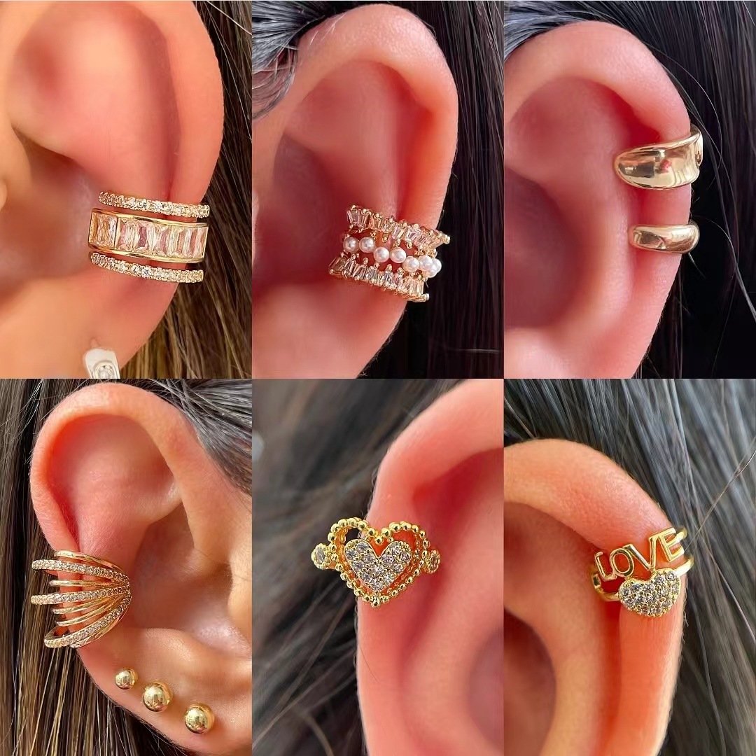 Ear Cuff No Piercing - Koreanische Mode Zirkon Ohr Clip Ohrringe