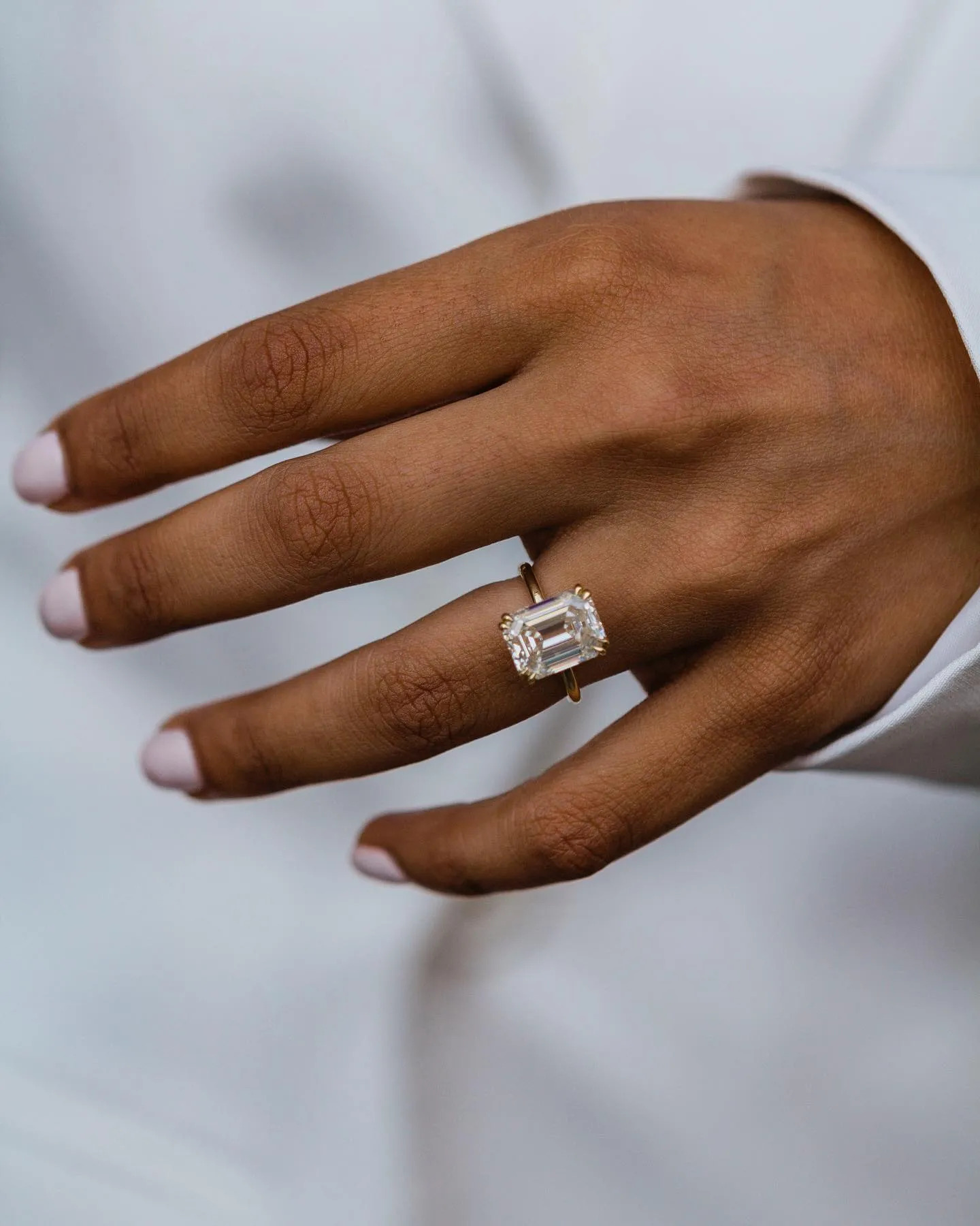 Moissanite Ring - Old Mine Emerald Cut 6 Karat