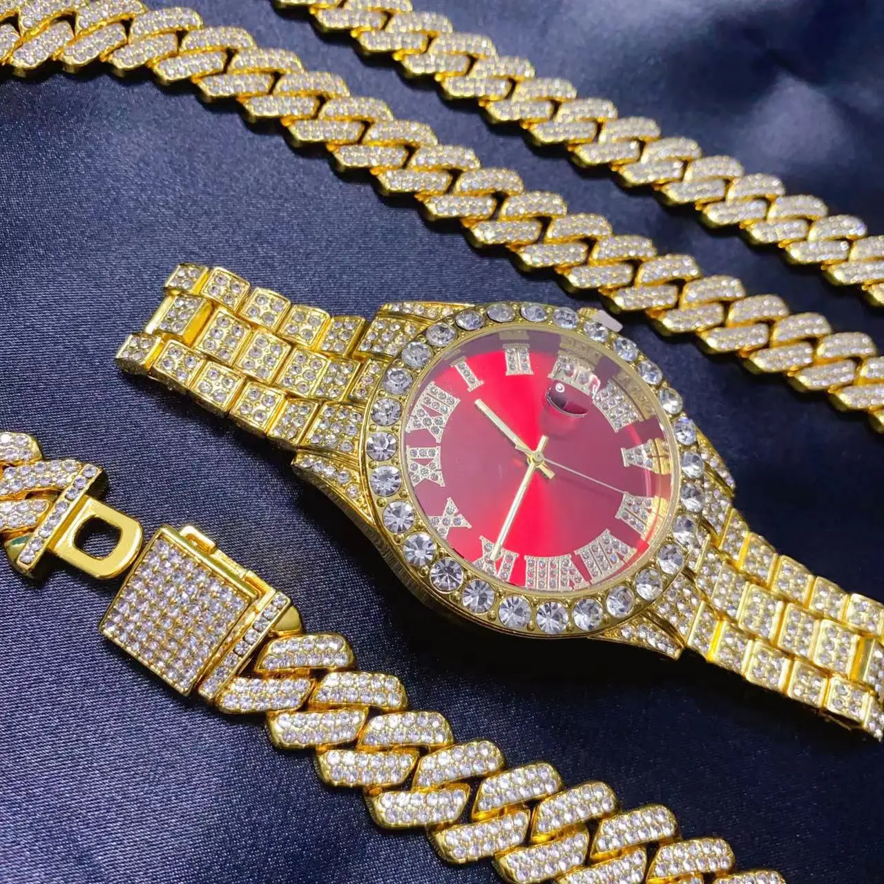 3-teiliges Hip-Hop Kalenderuhr – Icebox Jewelry Watches Bewertung und Preis