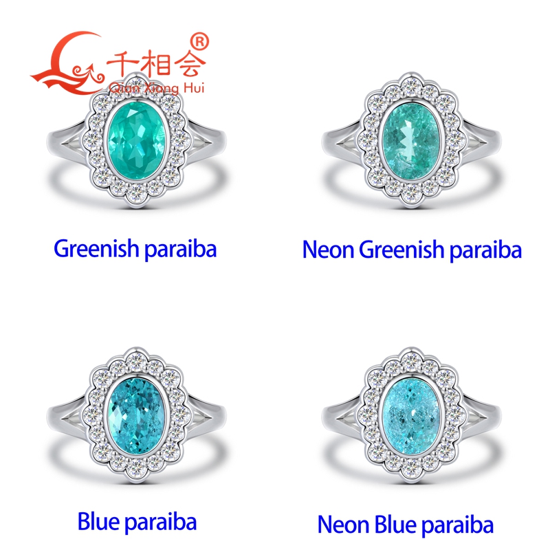 Laborgezüchteter ovaler Paraib – Moissanite Ring Bewertung und Preis