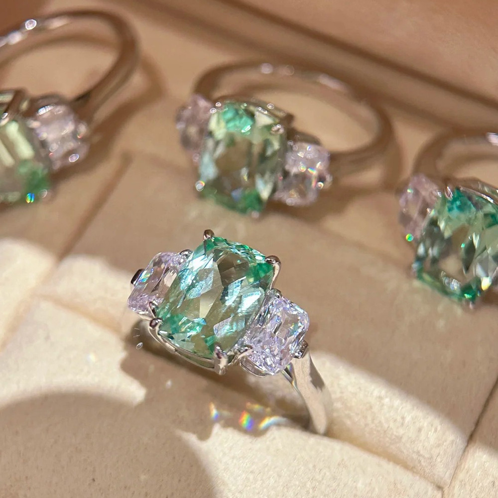 Luxuriöser Mintgrüner Hochkarä – Minimalist Ring Stackable Bewertung und Preis